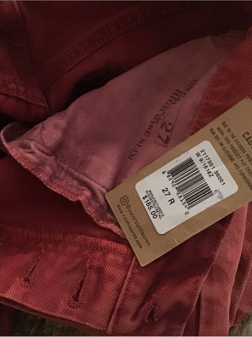 Polo Ralph Lauren The Callen High Rise Slim  27R Jeans NWT Stonewashed Red - Picture 8 of 14